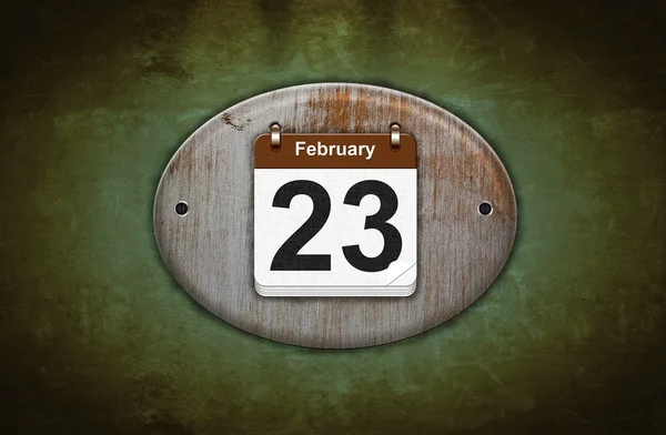 Antiguo calendario de madera con 23 de febrero . — Foto de Stock