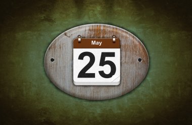 eski ahşap takvim ile 25 Mayıs.