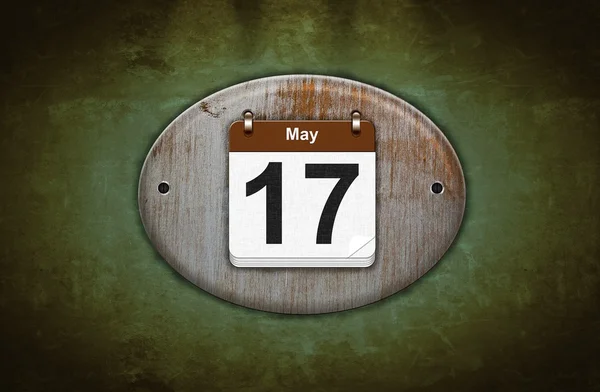 Gamla trä kalender med 17 maj. — Stockfoto
