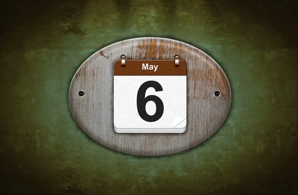 Old wooden calendar with May 6. — Stock Photo, Image