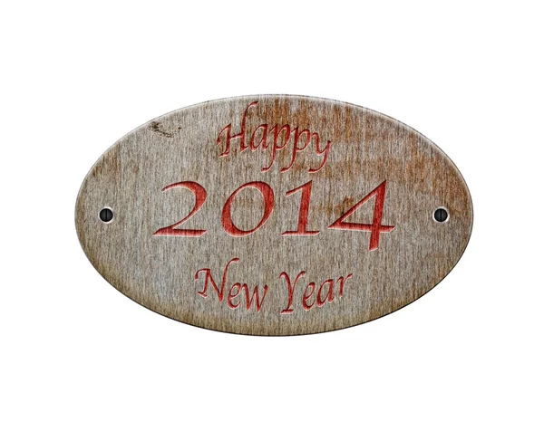 Wooden sign Happy 2014. — Stock Photo, Image