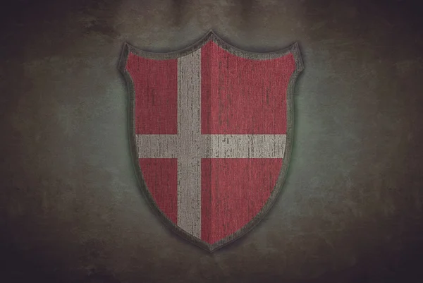 Escudo con bandera de Dinamarca . —  Fotos de Stock