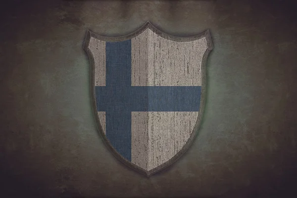 Щит с флагом Финляндии . — стоковое фото