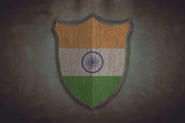 Shield with India flag. — Stock Photo, Image