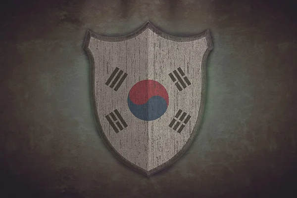 Shield with South Korea flag. — Stock Photo, Image