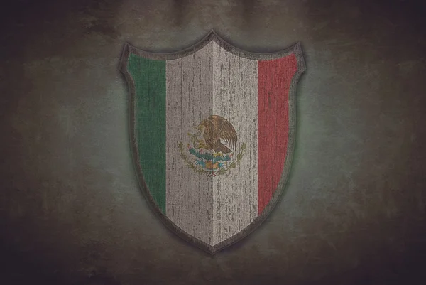 Shield with Mexico flag. — Stock Photo, Image