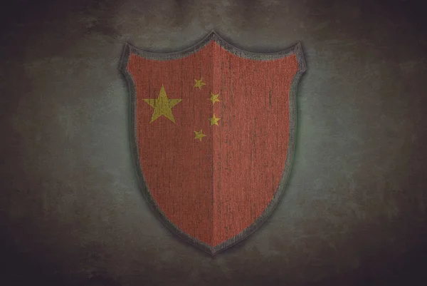 Shield with China flag. — Stock Photo, Image