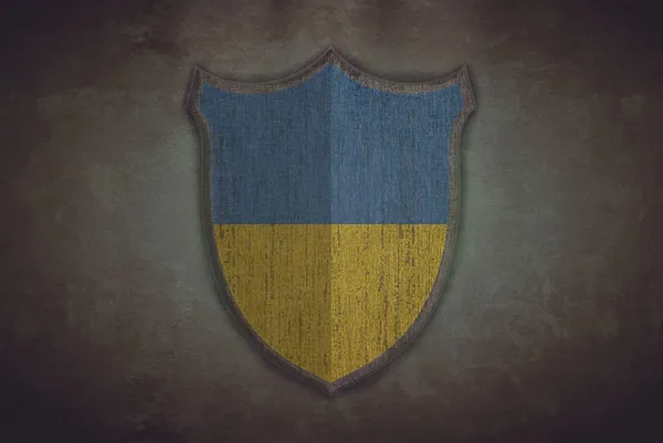 Щит з прапор України. — стокове фото