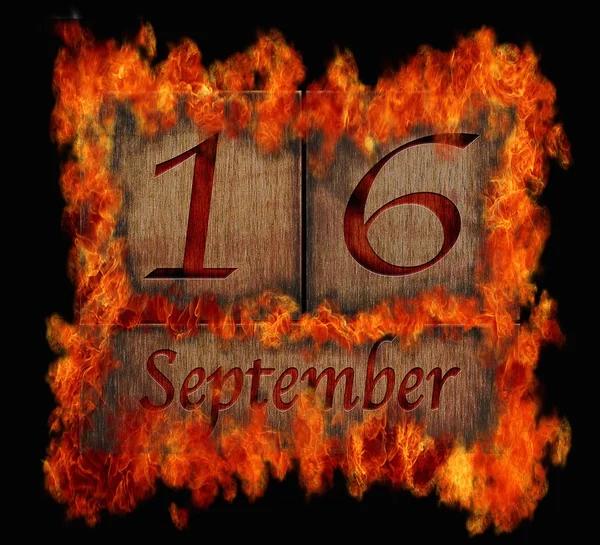 Spalanie drewna kalendarz 16 września. — Zdjęcie stockowe