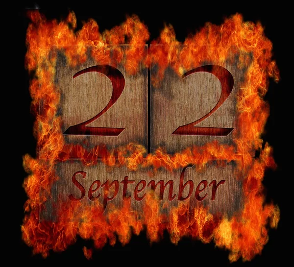 Brinnande trä kalendern 22 september. — Stockfoto