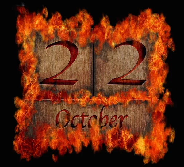 Calendrier brûlant en bois 22 octobre . — Photo