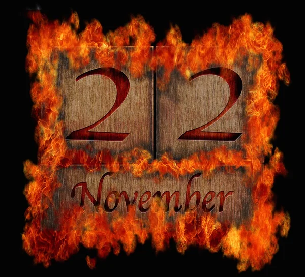 Brinnande trä kalendern 22 november. — Stockfoto