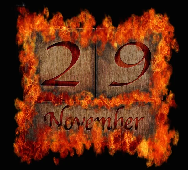 Brandende houten kalender 29 november. — Stockfoto