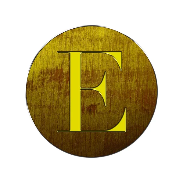 Letter E in wood and gold. — Stock Photo, Image