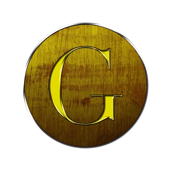 Lettera G in legno e oro . — Foto Stock