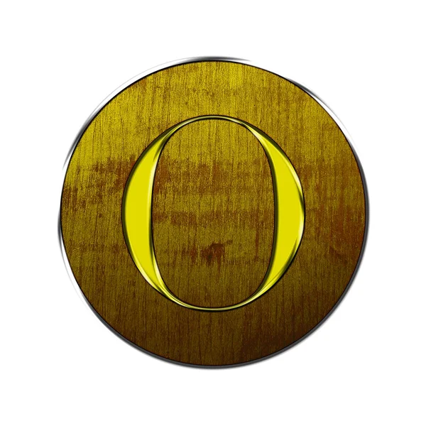 Letter O in wood and gold. — Stock Photo, Image