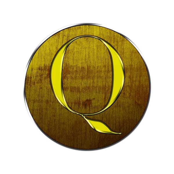 Letter Q in wood and gold. — Stock Photo, Image