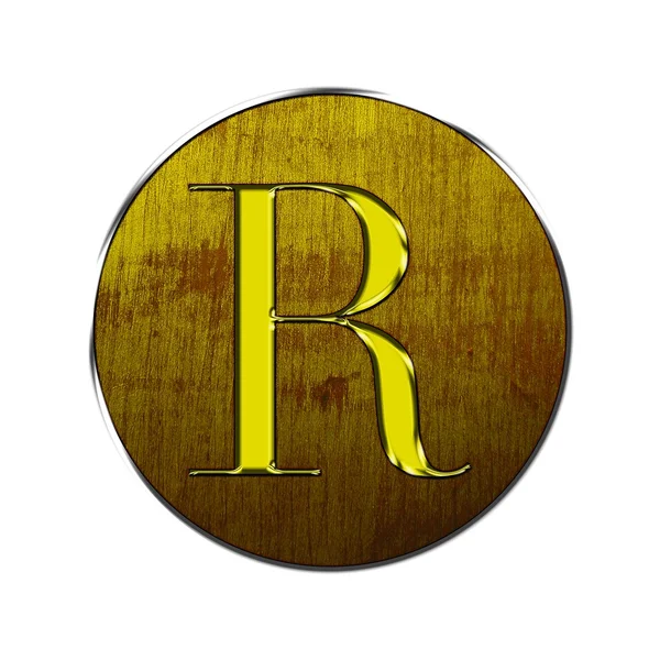 Letter R in wood and gold. — Stock Photo, Image