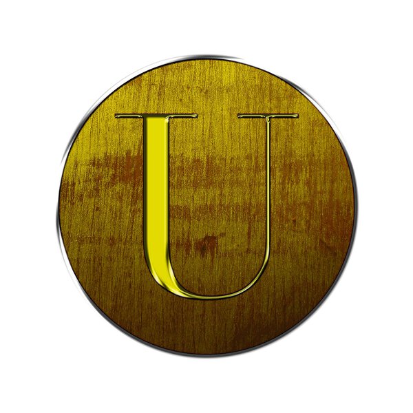 Буква U из дерева и золота
.