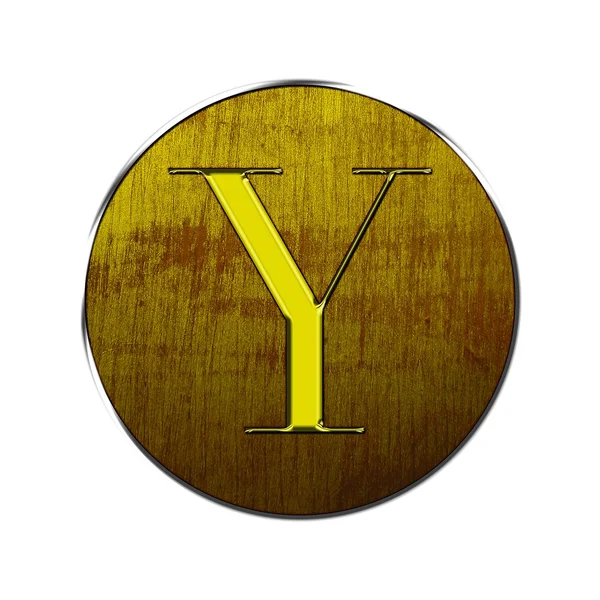 Letter Y in wood and gold. — Stock Photo, Image