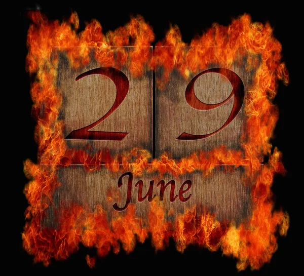 Burning wooden calendar June 29. — Stock Photo, Image