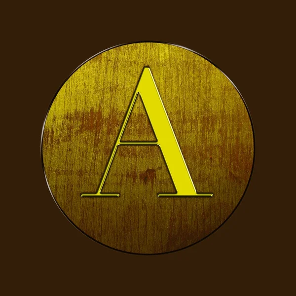 Letter A in wood and gold. — Stock Photo, Image