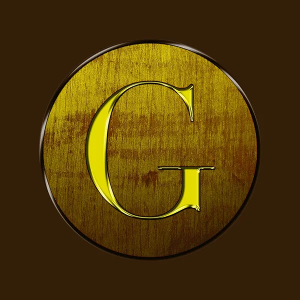 Lettera G in legno e oro . — Foto Stock