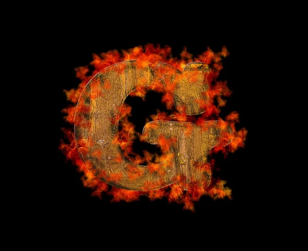 Písmeno g dřevěná vypalování. — Stock fotografie