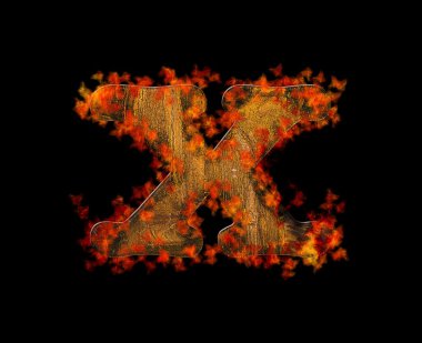 ahşap yakma x harfi.