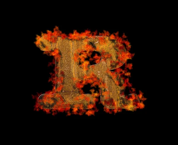 Letter R wooden burning. — Stock Photo, Image