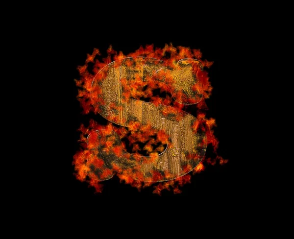 Letter S wooden burning. — Stock Photo, Image