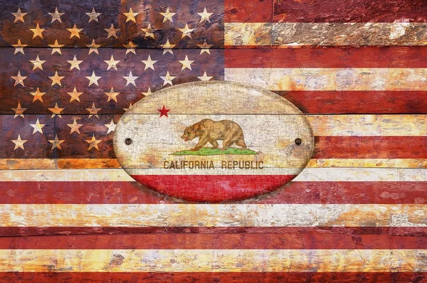 Dřevěná Vlajka státu Kalifornie. — Stock fotografie
