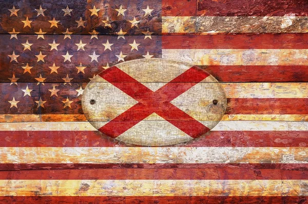 Bandera de madera de Alabama . —  Fotos de Stock