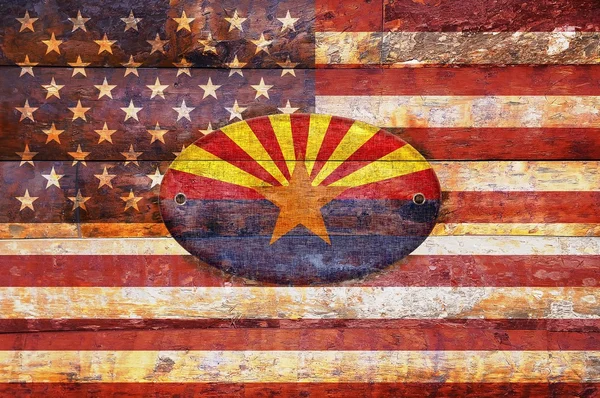 Drewniany Flaga stanowa Arizony. — Zdjęcie stockowe