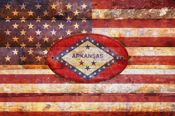 Fából készült arkansas zászlaja. — Stock Fotó