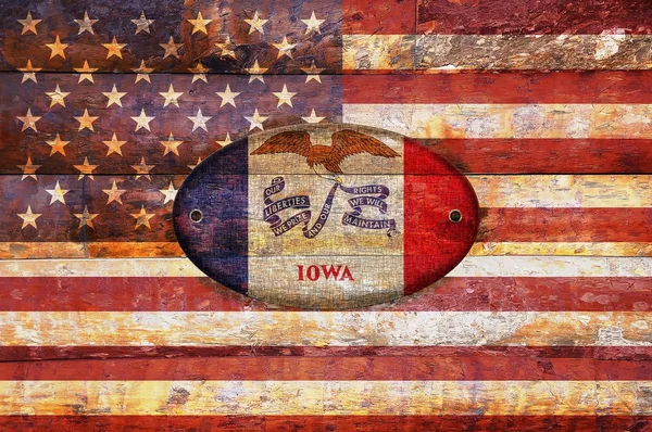 Houten vlag van iowa. — Stockfoto
