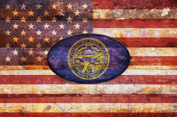 Dřevěná vlajka nebraska. — Stock fotografie