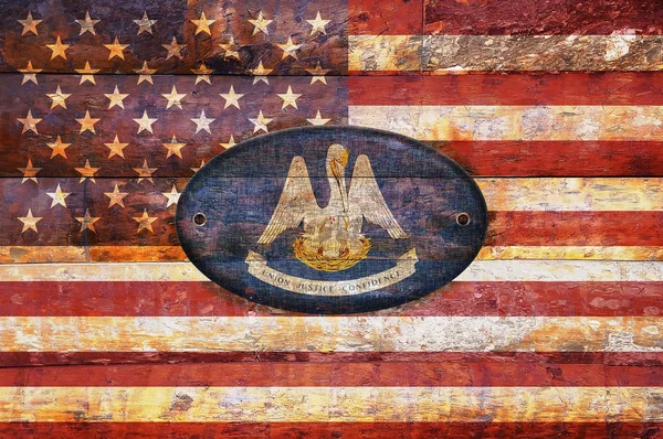 美国路易斯安那州的木制船旗. — 图库照片