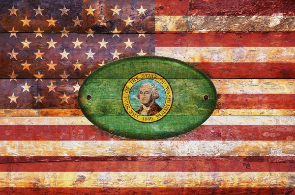Bandera de madera de Washington . —  Fotos de Stock