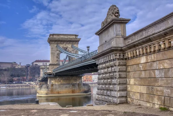 Visualizza Ponte Catena Sul Danubio Città Budapest Ungheria — Foto Stock