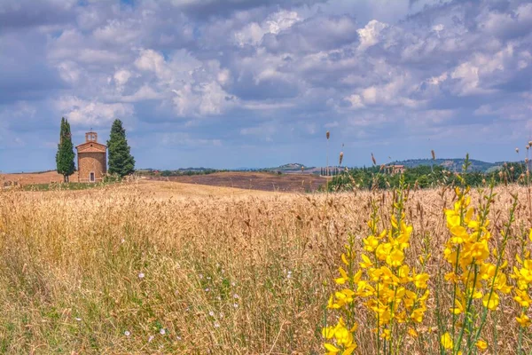 Cappella Vitaleta Val Orcia Toskana Talya — Stok fotoğraf