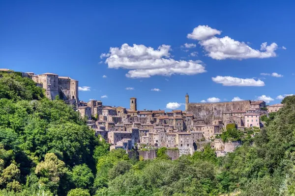 Vista Del Pueblo Etrusco Sorano Toscana Italia — Foto de Stock