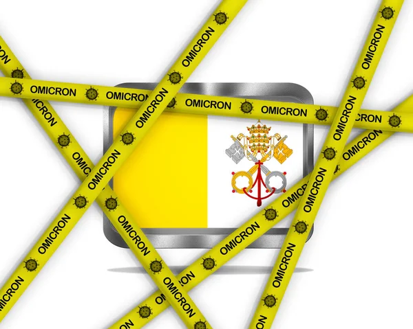 Illustratie Met Een Metalen Vaticaanse Vlag Witte Achtergrond Gele Linten — Stockfoto