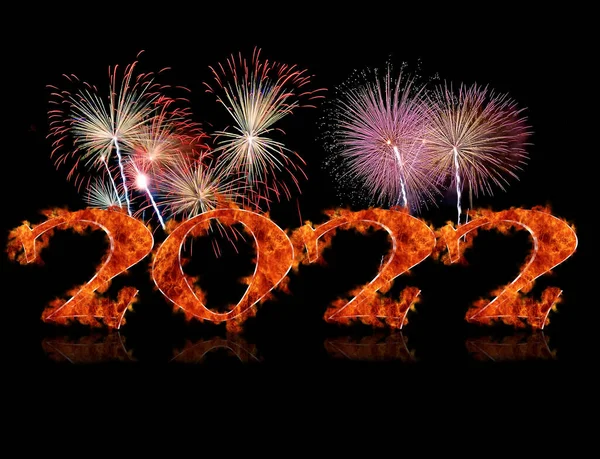 Illustratie Met Een 2022 Kalender Met Vlam Nieuwjaar 2022 — Stockfoto