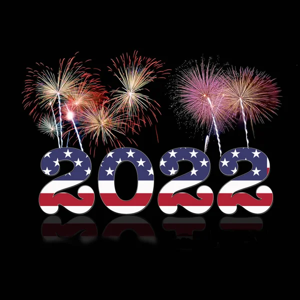 Uma Ilustração Feliz Ano Novo 2022 Bandeira Dos Eua — Fotografia de Stock
