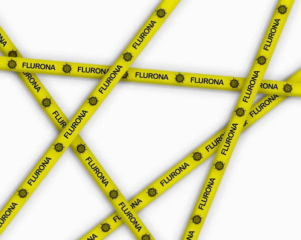 Illustration White Background Yellow Ribbons Flurona Virus Covid Flu Infection — 图库照片