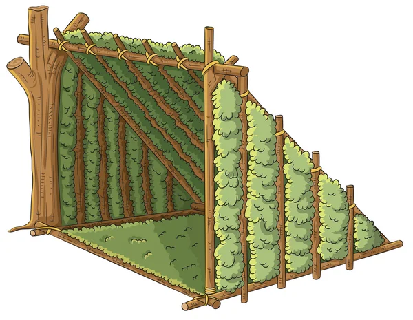 Tente d'abri en bois — Image vectorielle