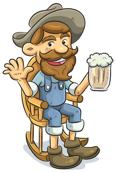 Old Man Drinking a Beer — Stock Vector