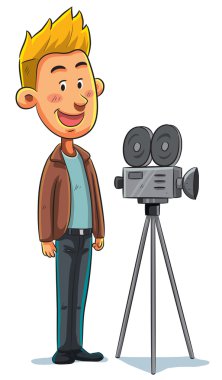 Çizgi film kameraman ile fotoğraf makinesi