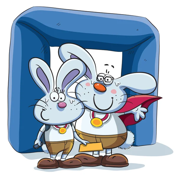 ウサギのカップル勝利競争 — ストックベクタ